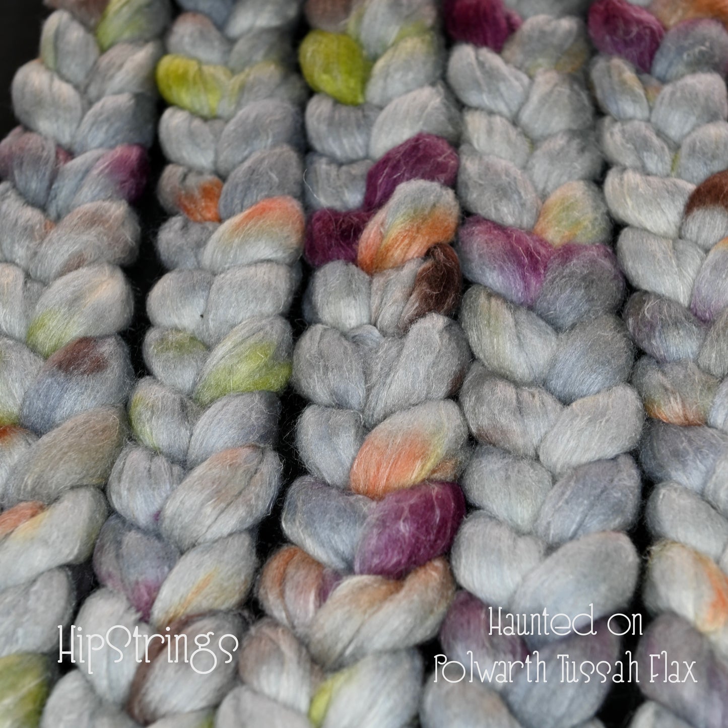 Haunted on Hand Dyed Polwarth/Silk/Ramie Combed Wool Top - 4 oz
