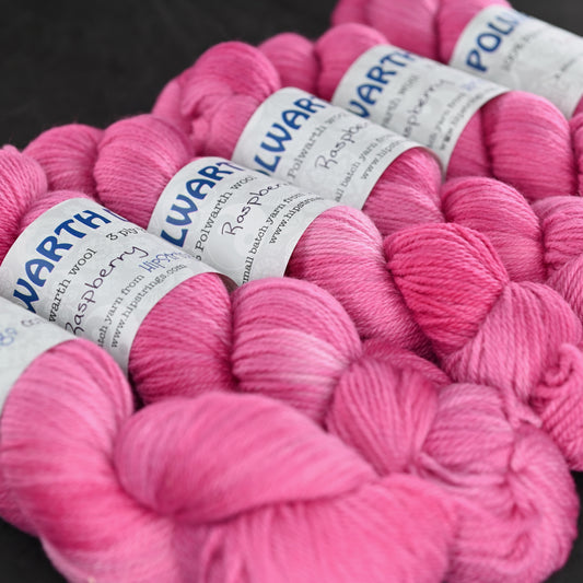 Raspberry on Hand Dyed Polwarth wool DK yarn - 100 g