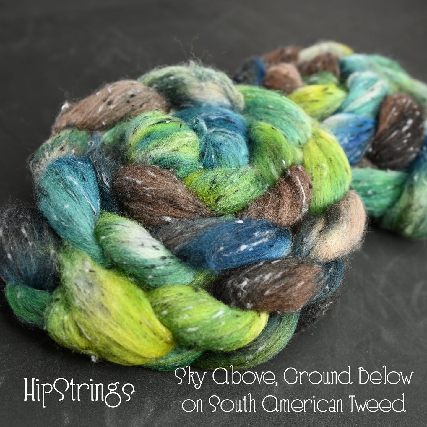 Sky Above, Ground Below on Hand Dyed Tweed South American Wool Viscose Combed Top - 4 oz