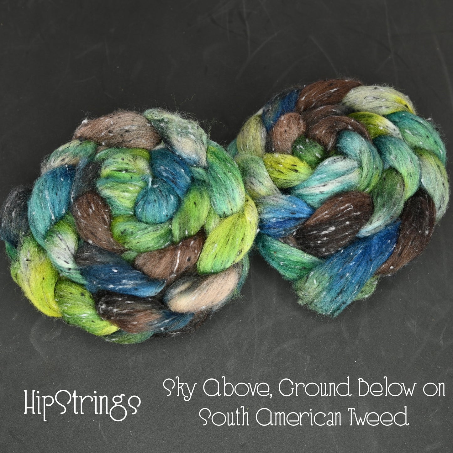 Sky Above, Ground Below on Hand Dyed Tweed South American Wool Viscose Combed Top - 4 oz