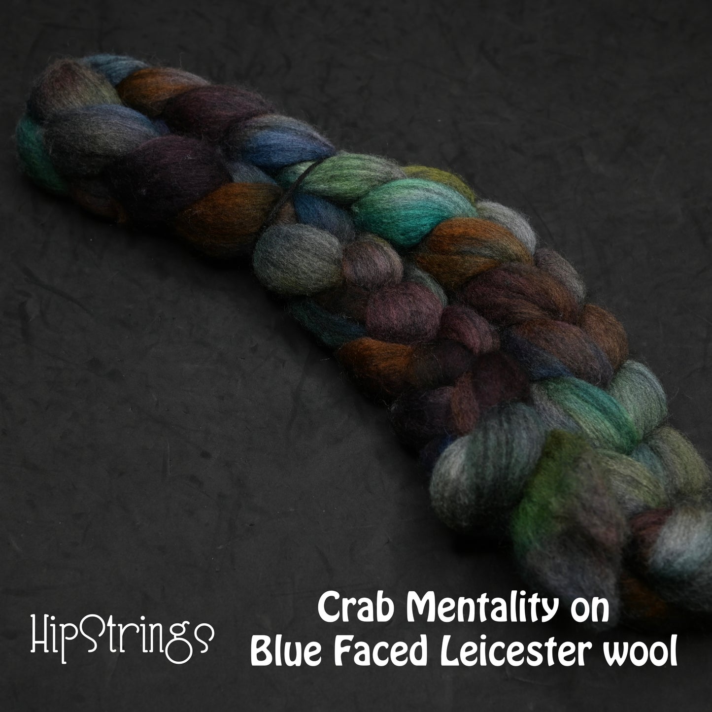 Crab Mentality on Hand Dyed Blue Faced Leicester Combed Wool Top 4 oz