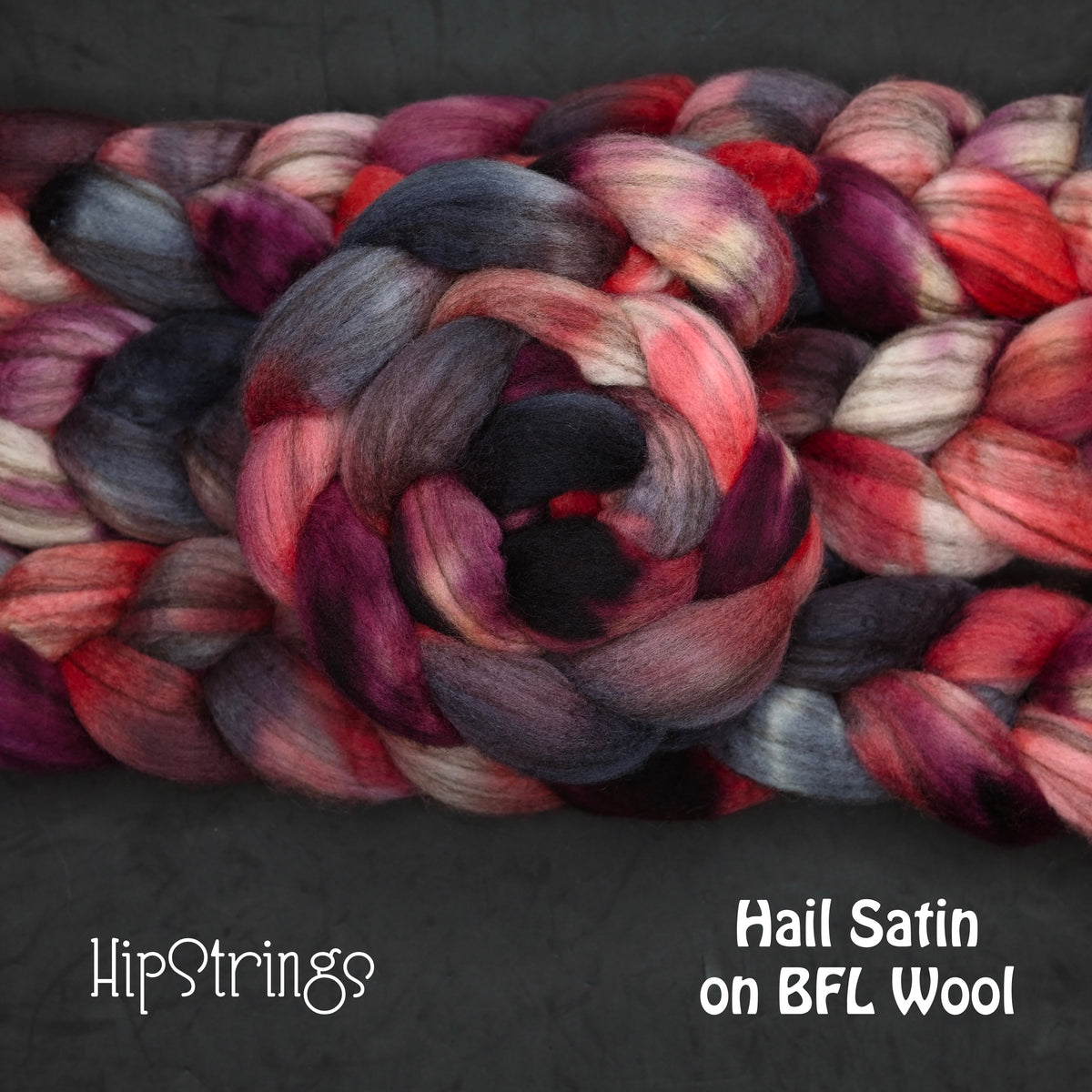 Hail Satin on Hand Dyed Blue Faced Leicester Combed Wool Top 4 oz