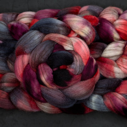 Hail Satin on Hand Dyed Blue Faced Leicester Combed Wool Top 4 oz