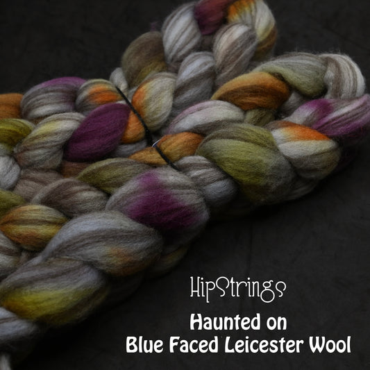 Haunted on Hand Dyed Blue Faced Leicester Wool Combed Top - 4 oz