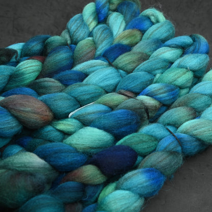 Never Going to Give You Up on Hand Dyed Blue Faced Leicester Combed Wool Top 4 oz