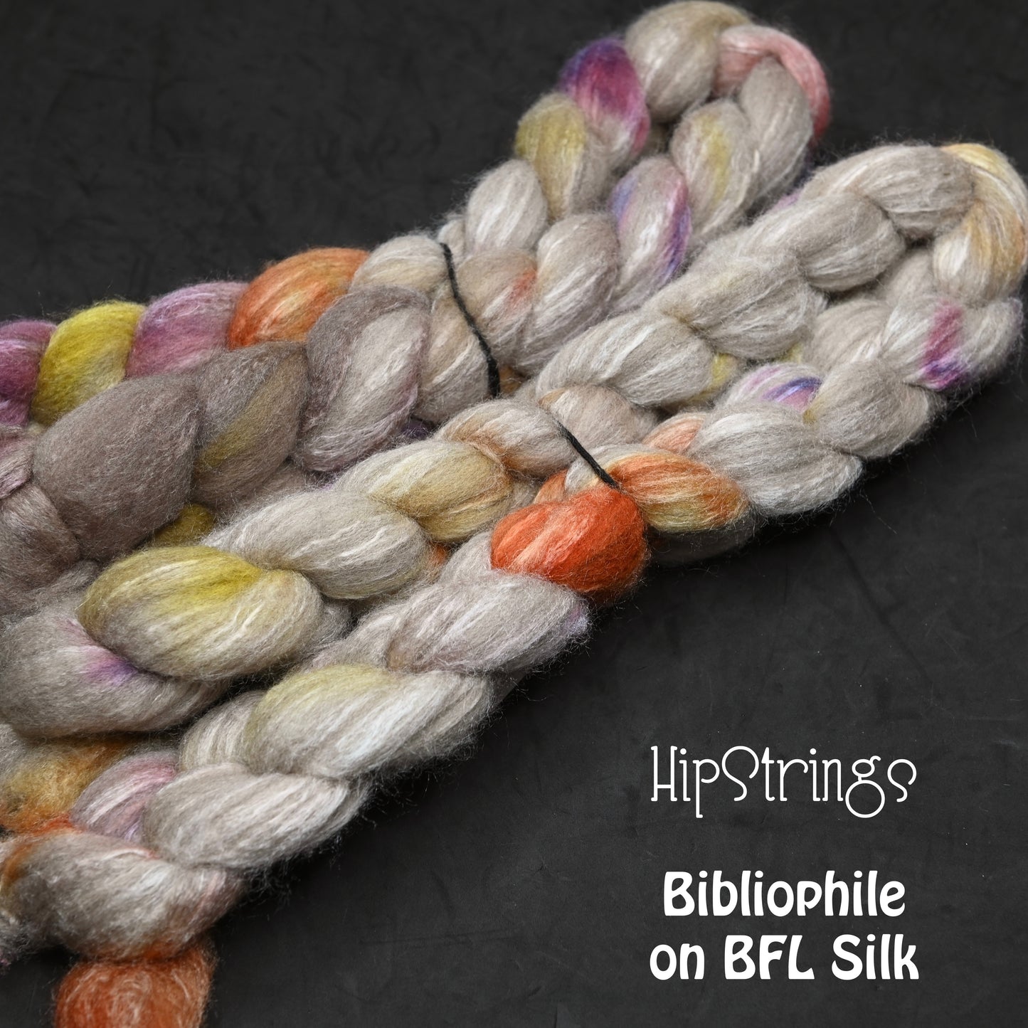 Bibliophile on Hand Dyed 85/15 Blue Faced Leicester Tussah Silk Combed Wool Top 4 oz