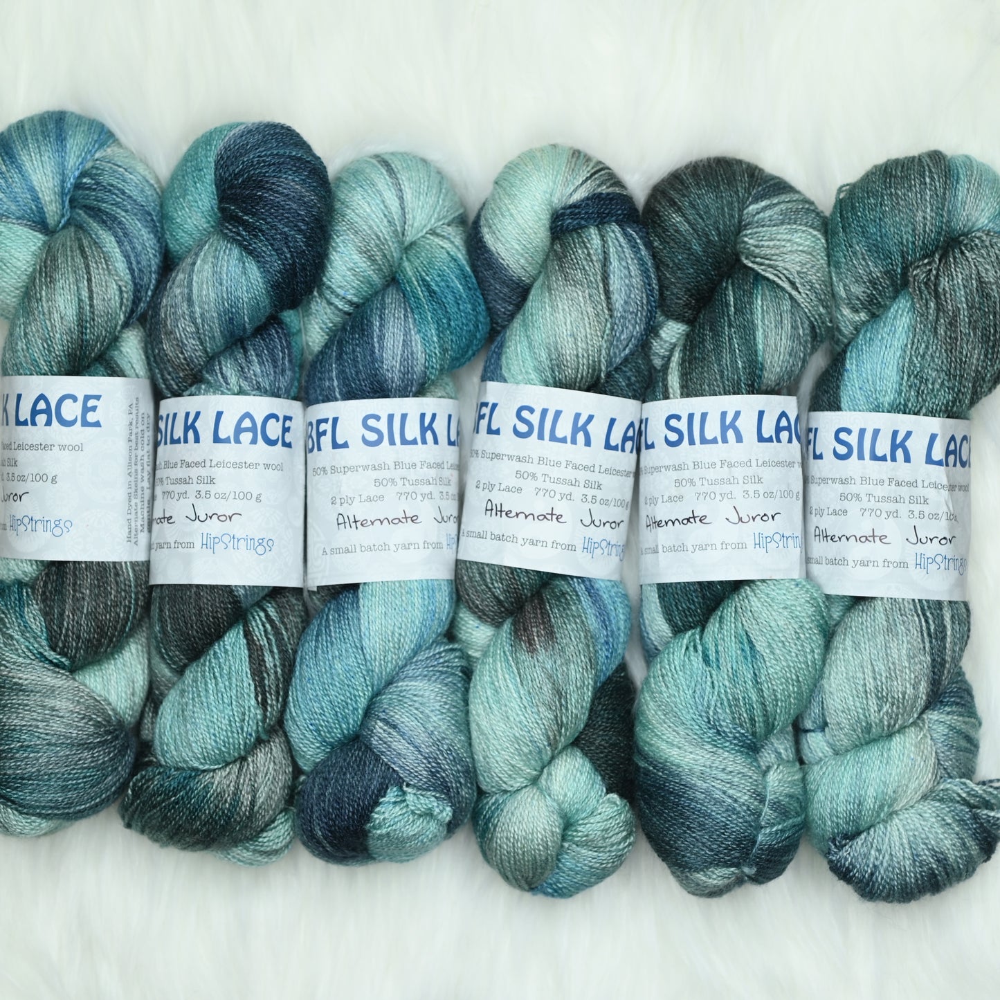 Alternate Juror on Hand Dyed SW BFL Silk Lace Yarn - 100g