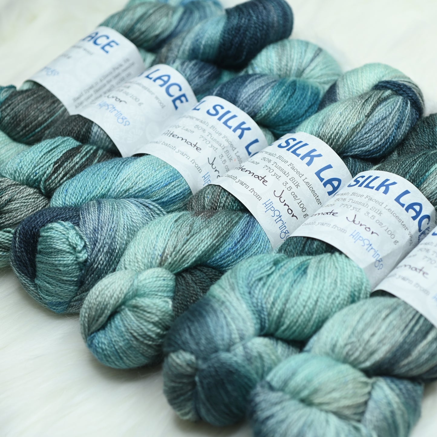 Alternate Juror on Hand Dyed SW BFL Silk Lace Yarn - 100g