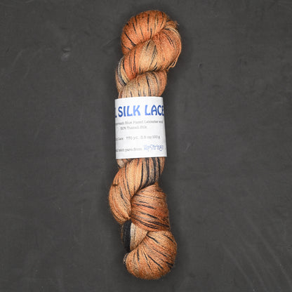 Bengal on Black Gradient on Hand Dyed SW BFL Silk Lace Yarn - 100g