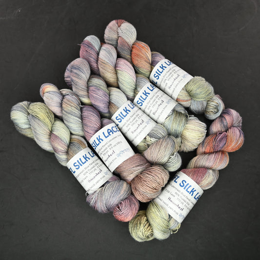 Haunted on Hand Dyed SW BFL Silk Lace Yarn - 100g