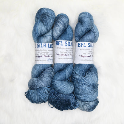 Independent Study in Blue on BFL Silk Lace Yarn - 100g