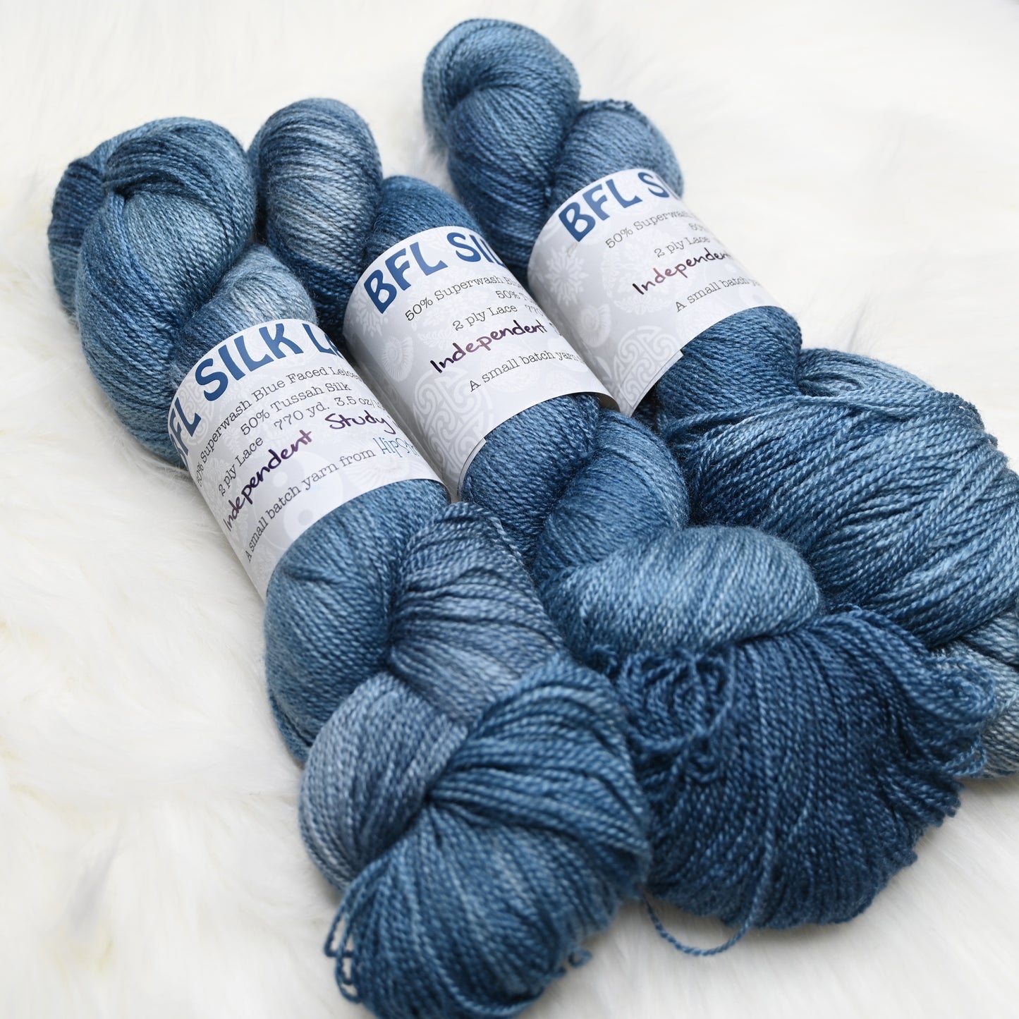 Independent Study in Blue on BFL Silk Lace Yarn - 100g