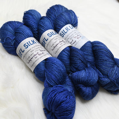 Independent Study in Deep Blue on BFL Silk Lace Yarn - 100g