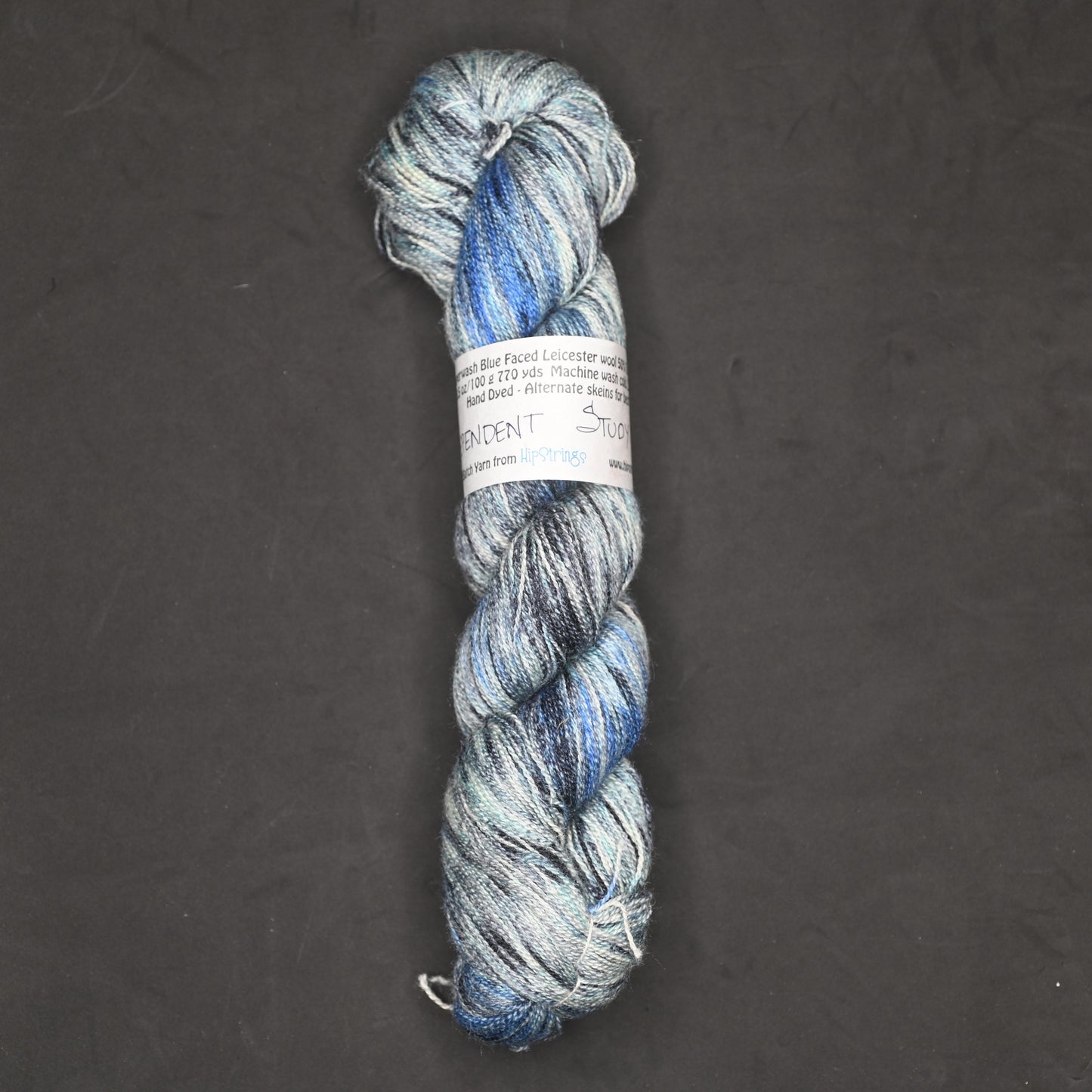 Independent Study in Blue and Black on BFL Silk Lace Yarn - 100g