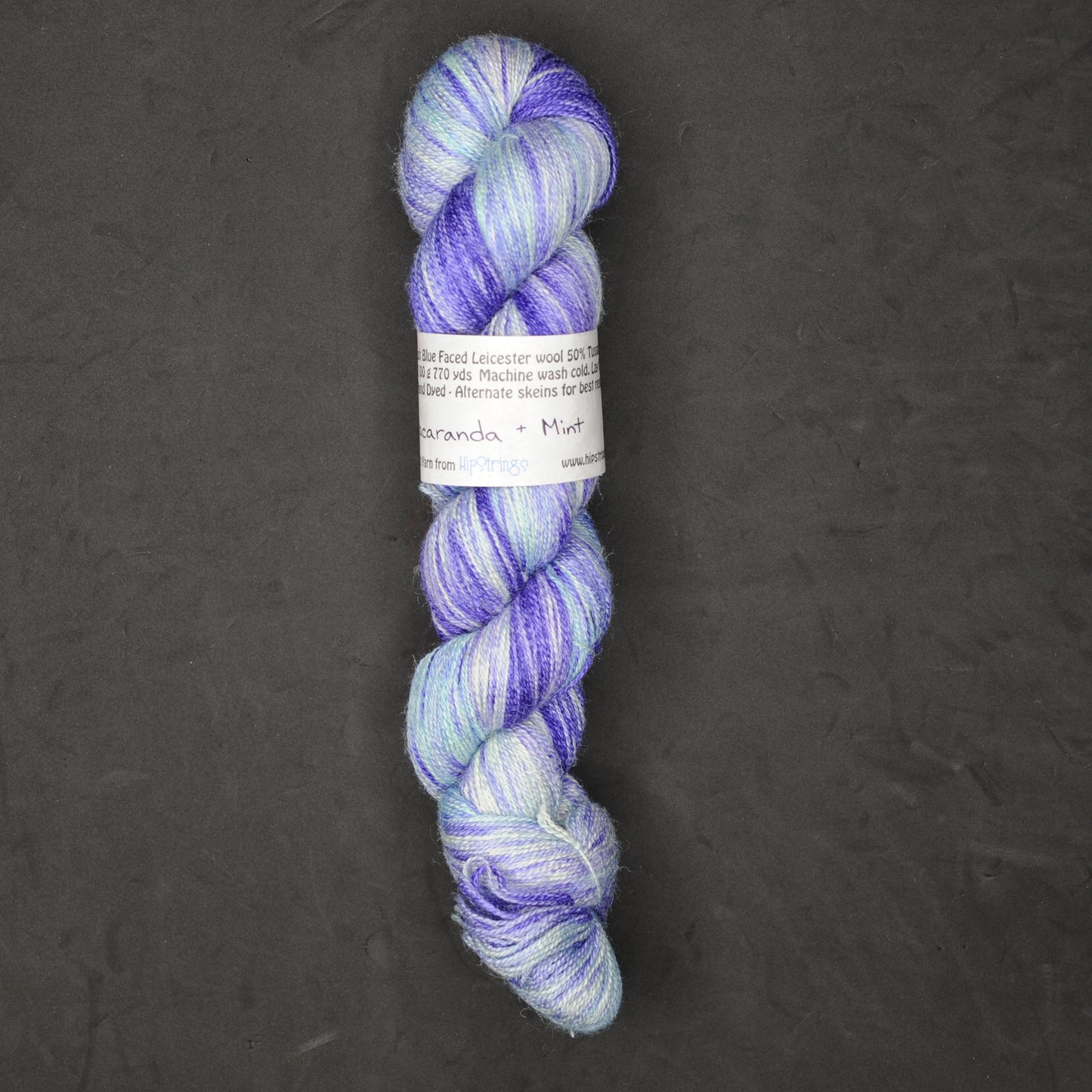Jacaranda on Mint Gradient on Hand Dyed SW BFL Silk Lace Yarn - 100g