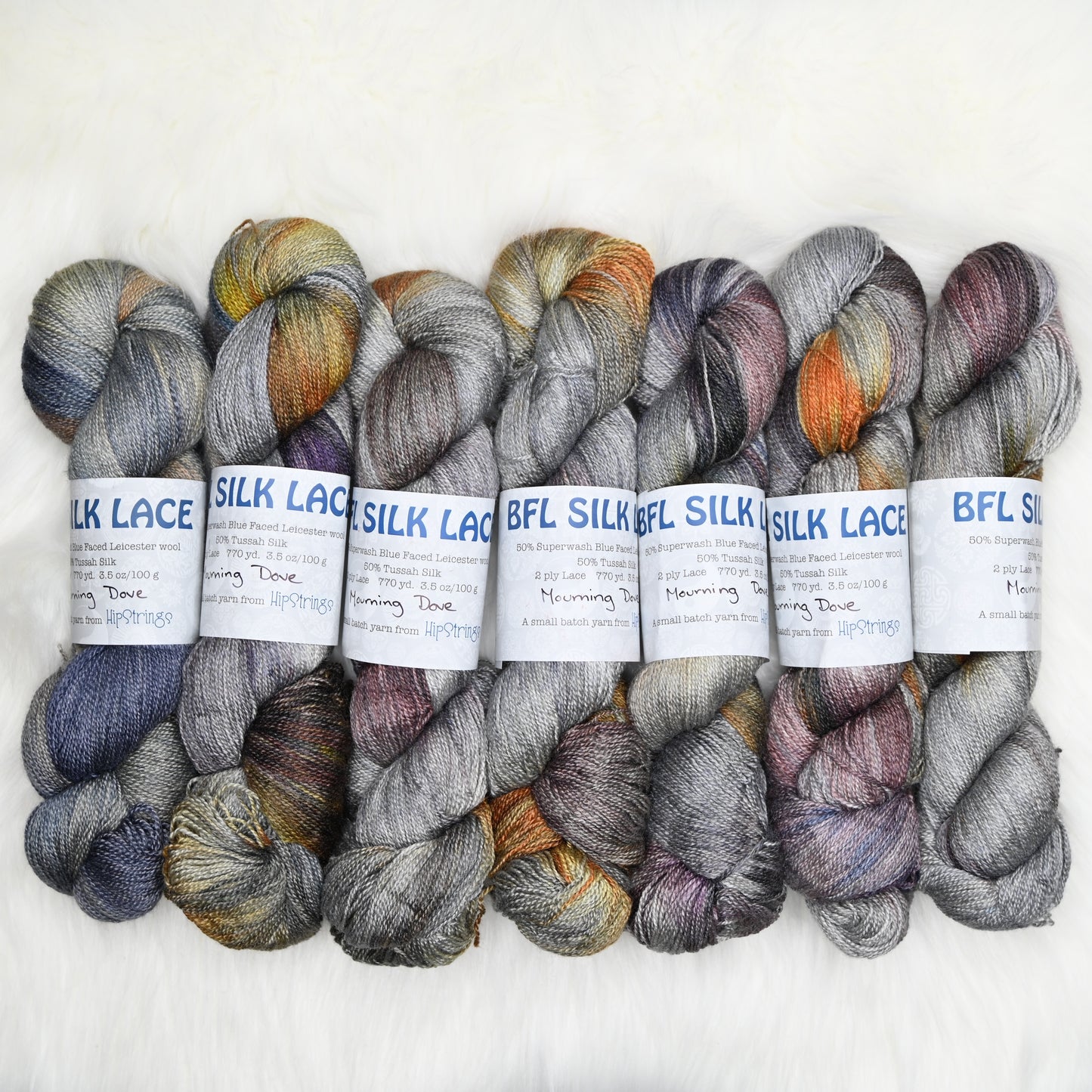 Mourning Dove on Hand Dyed SW BFL Silk Lace Yarn - 100g