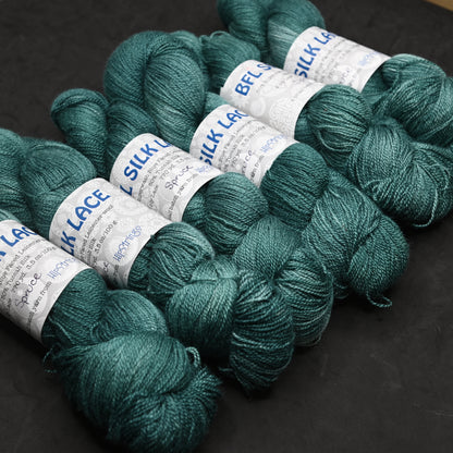 Spruce on Hand Dyed SW BFL Silk Lace Yarn - 100g