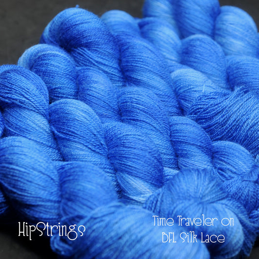 Time Traveller on Hand Dyed SW BFL Silk Lace Yarn - 100g