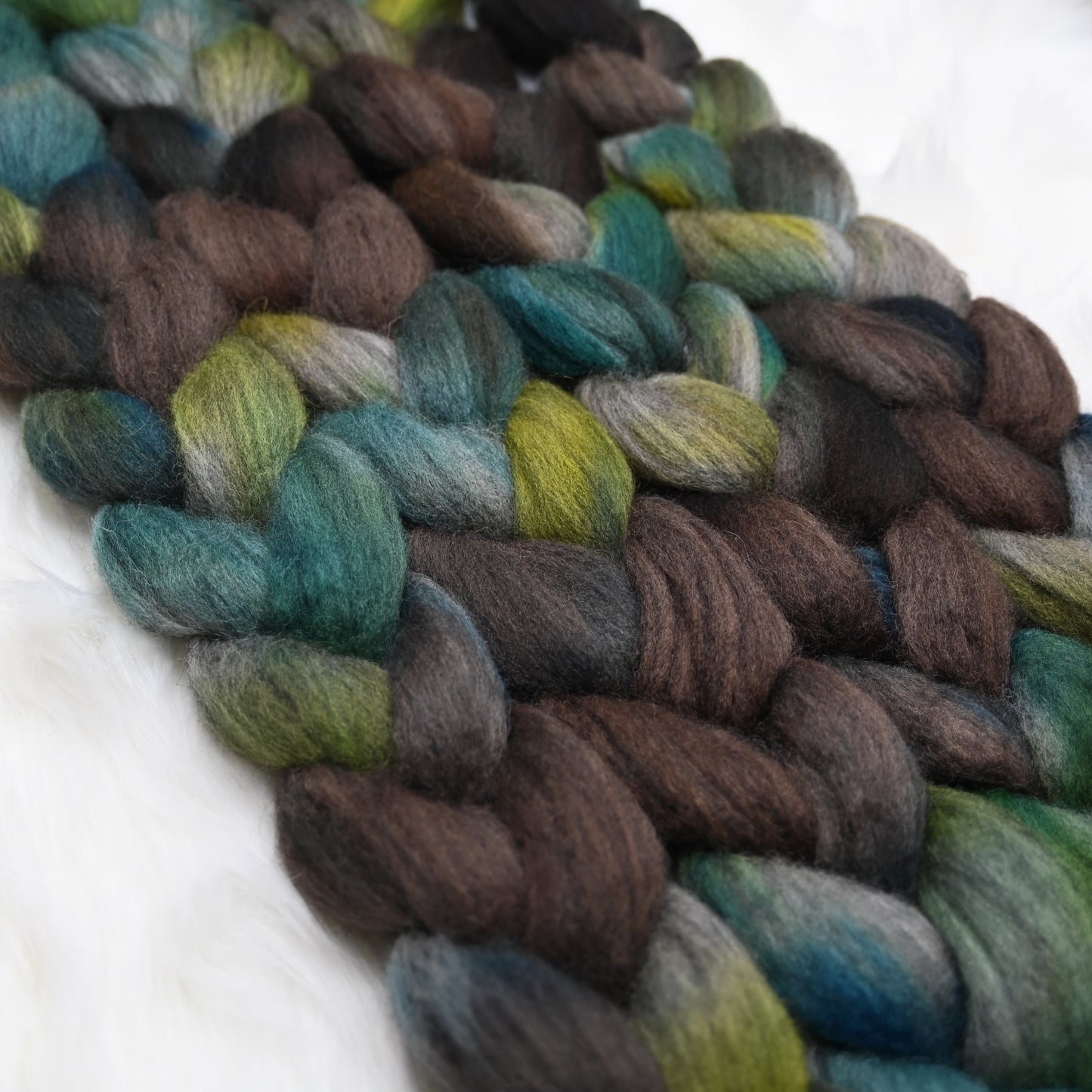 Sky Above, Ground Below on Hand Dyed Grey Blue Faced Leicester Wool Combed Top - 4 oz