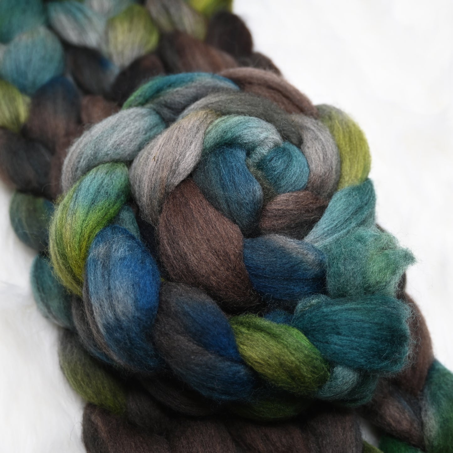 Sky Above, Ground Below on Hand Dyed Grey Blue Faced Leicester Wool Combed Top - 4 oz