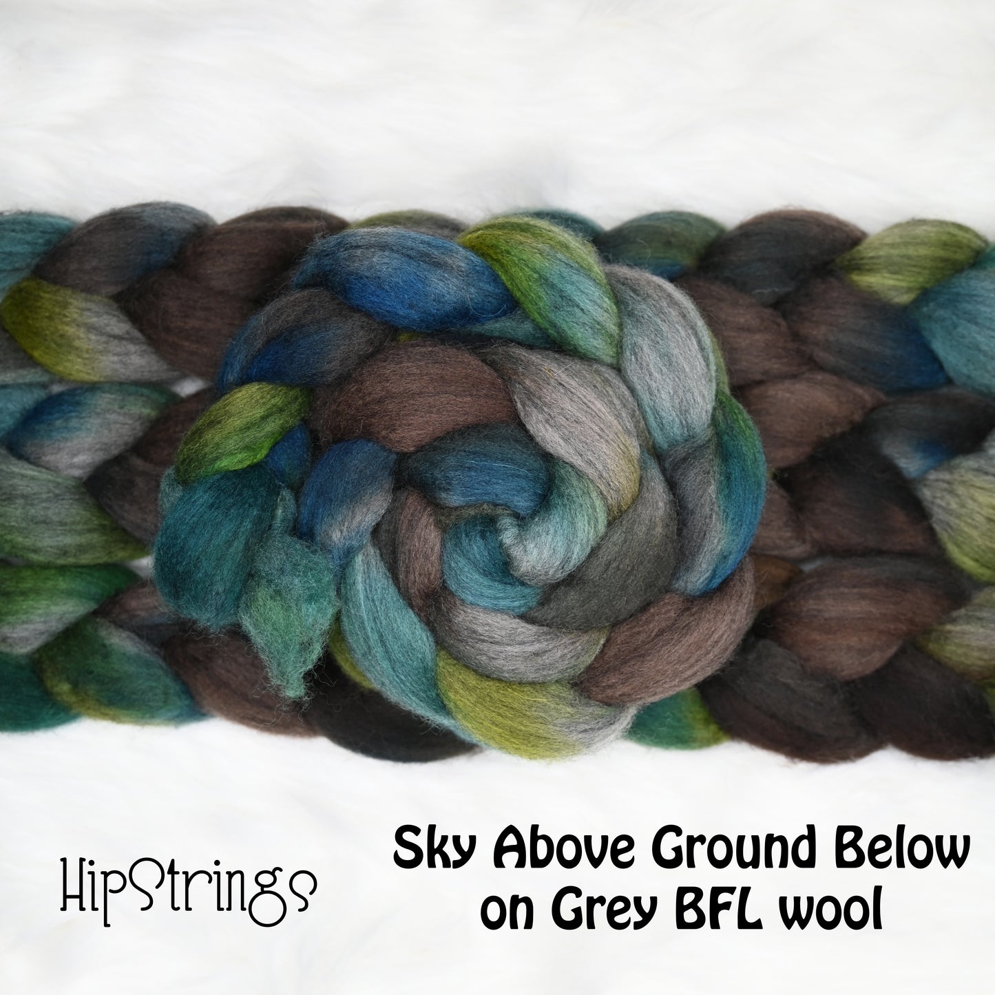 Sky Above, Ground Below on Hand Dyed Grey Blue Faced Leicester Wool Combed Top - 4 oz