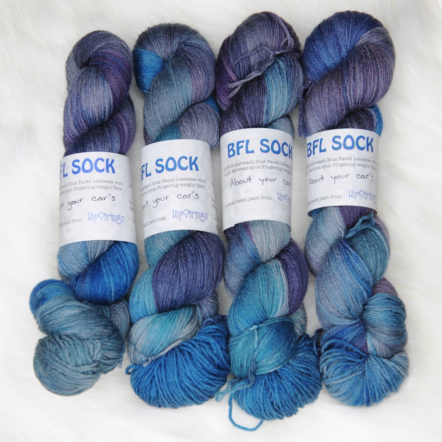 About Your Car's on Hand Dyed SW Blue Faced Leicester wool Sock Yarn - 100 g