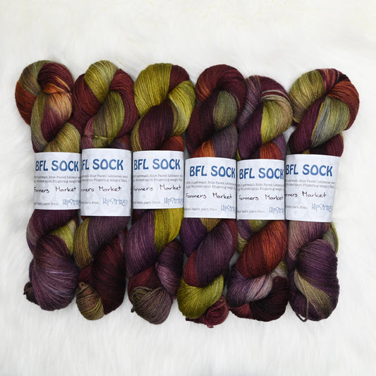 Farmer's Market on Hand Dyed SW BFL Wool Sock Yarn - 437 yd/3.5 oz