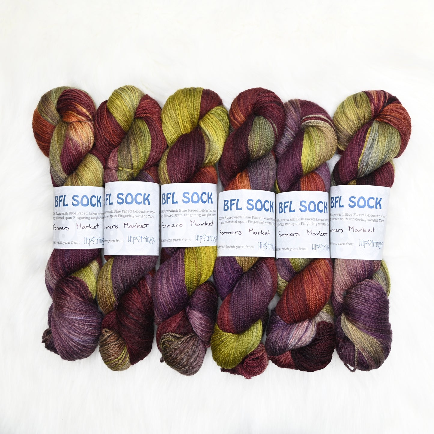 Farmer's Market on Hand Dyed SW BFL Wool Sock Yarn - 437 yd/3.5 oz