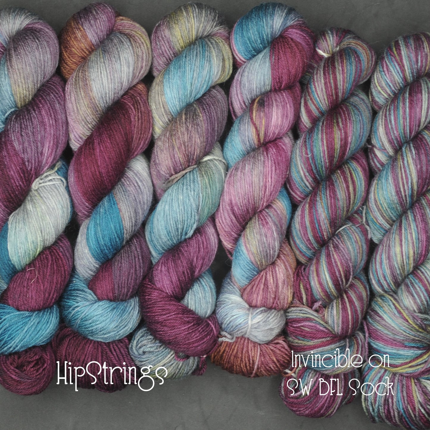 Invincible on Hand Dyed SW Blue Faced Leicester Sock Yarn - 437 yd