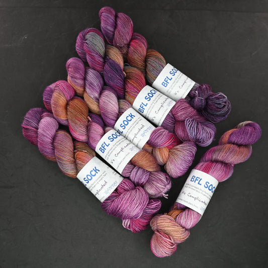 It's Complicated on Hand Dyed SW Blue Faced Leicester Wool Sock Yarn - 437 yd/3.5 oz