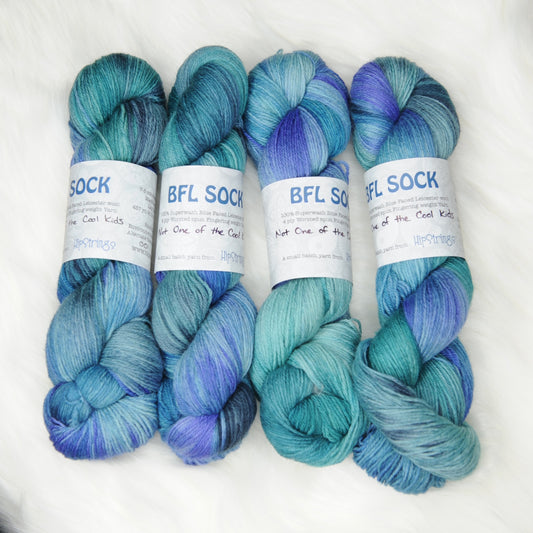 Not One of the Cool Kids on Hand Dyed SW BFL Wool Sock Yarn - 437 yd/3.5 oz