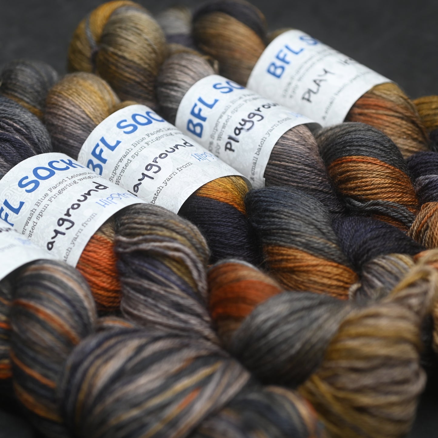 Playground on Hand Dyed SW Blue Faced Leicester Wool Sock Yarn - 437 yd/100g