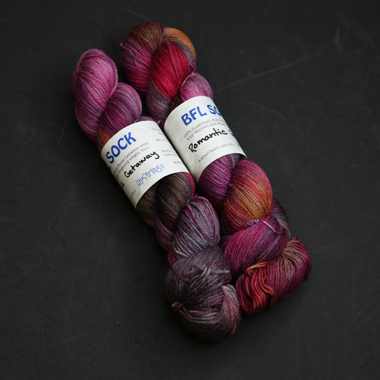 Romantic Getaway on SW BFL wool Sock Yarn - 100 g