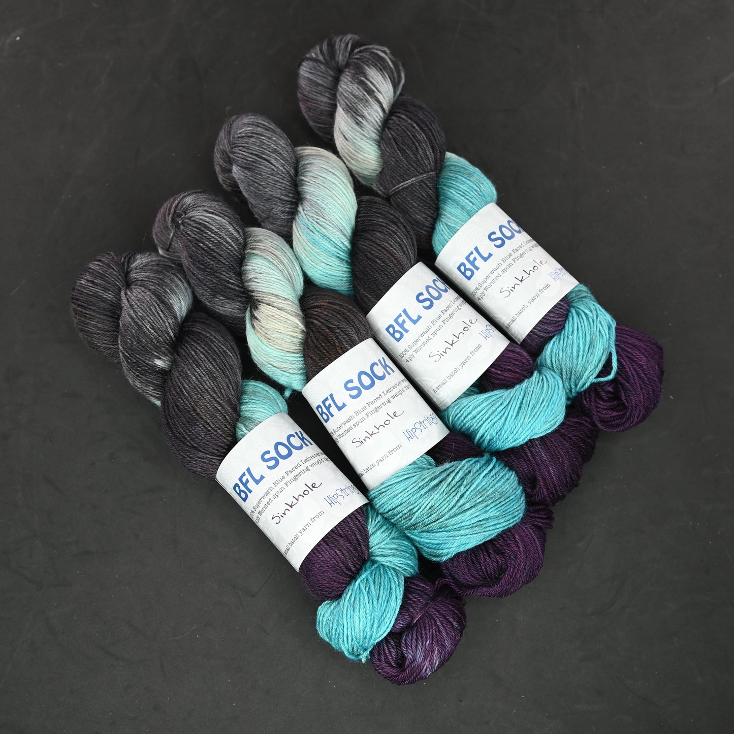 Sinkhole on Hand Dyed SW Blue Faced Leicester Wool Sock Yarn - 100 g