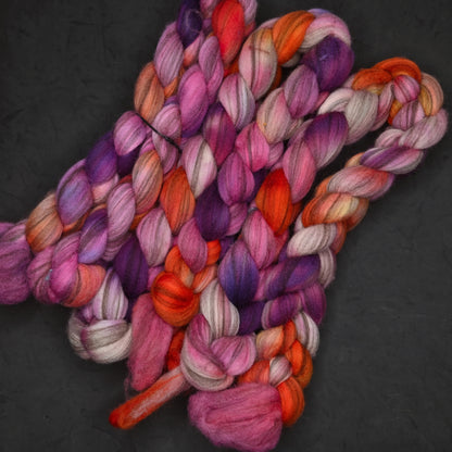 Tropical Studies on Hand Dyed Blue Faced Leicester Combed Wool Top 4 oz