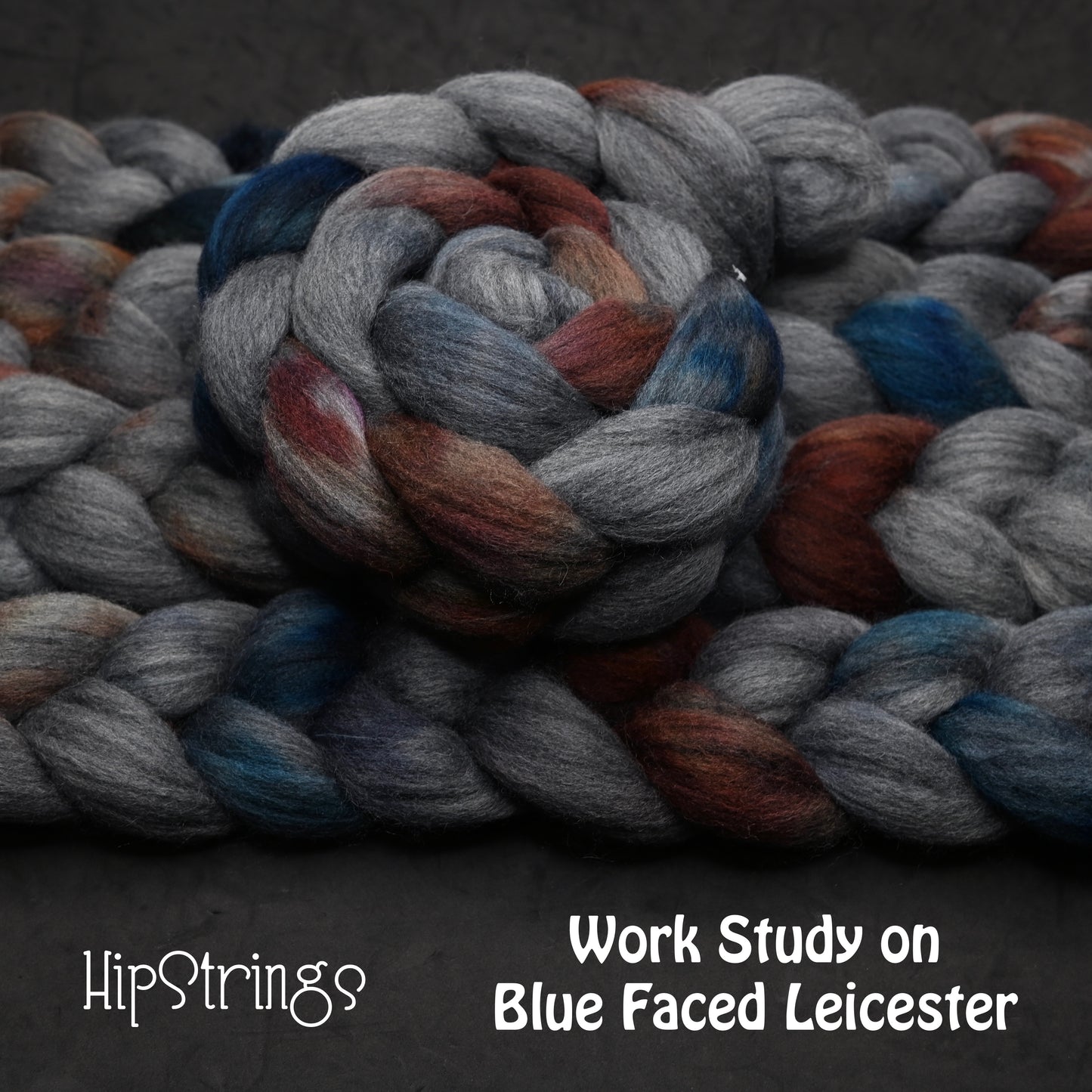 Work Study on Hand Dyed Blue Faced Leicester Combed Wool Top 4 oz