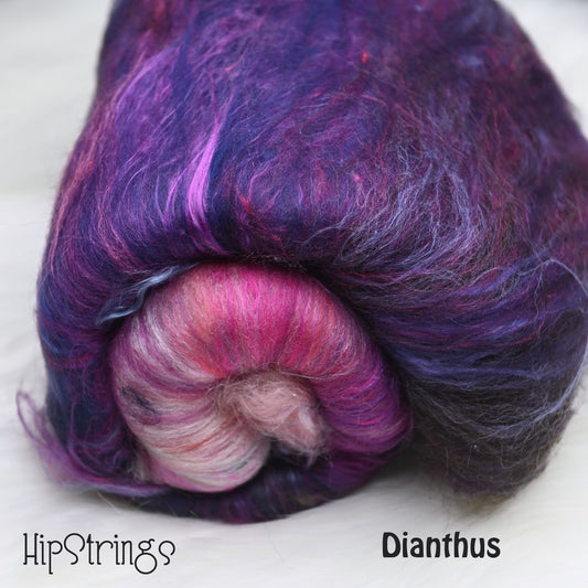 *February Exclusive* Dianthus Hand Carded Batt - Merino Shetland Silk - 4 oz