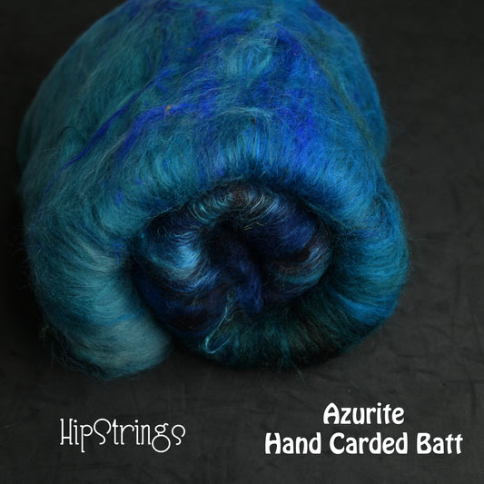 *July Exclusive* Azurite Hand Carded Batt - Merino Silk - 4 oz