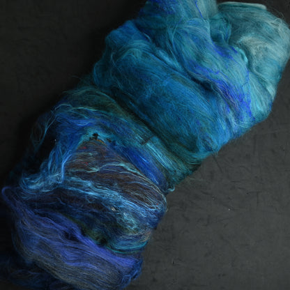 *July Exclusive* Azurite Hand Carded Batt - Merino Silk - 4 oz