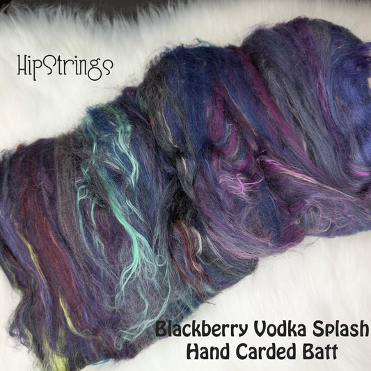 *January Exclusive* Blackberry Vodka Splash Hand Carded Batt - Merino BFL Silk - 4 oz