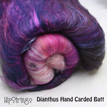 *February Exclusive* Dianthus Hand Carded Batt - Merino Shetland Silk - 4 oz