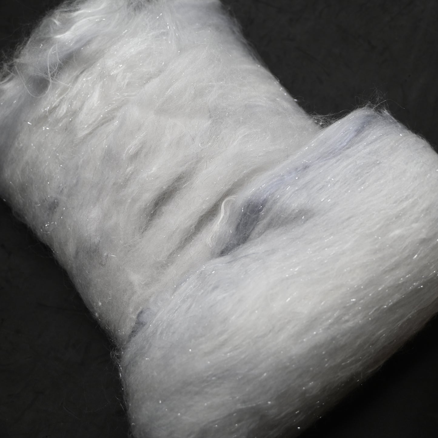 *December Exclusive* Silver White Winters Hand Carded Batt - Merino Silk Tencel Sparkle - 4 oz