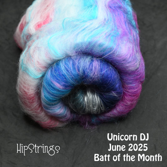 *June Exclusive* Unicorn DJ Hand Carded Batt - Merino Silk Bamboo - 4 oz