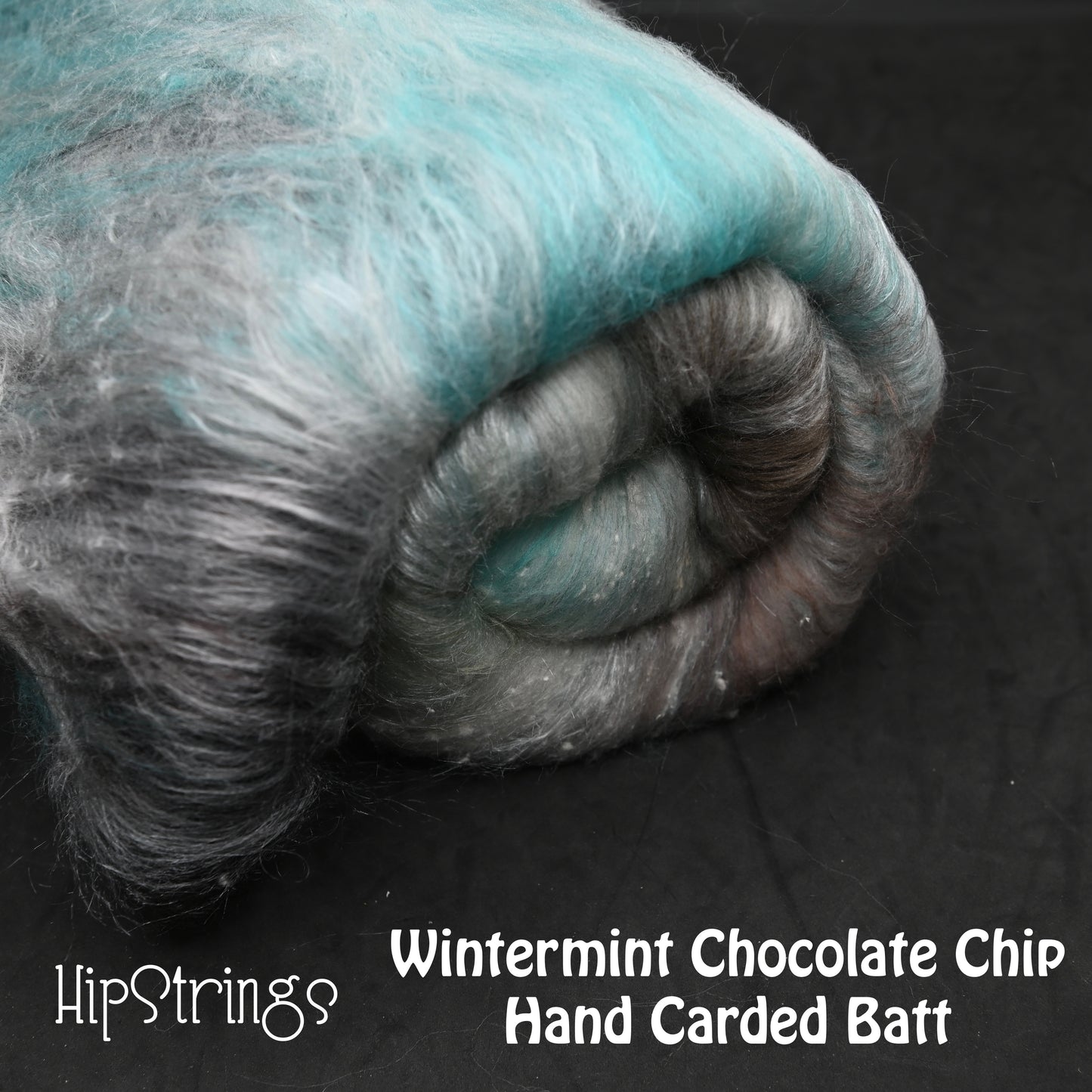 Wintermint Chocolate Chip Hand Carded Batt - Merino Bamboo Silk - 4 oz