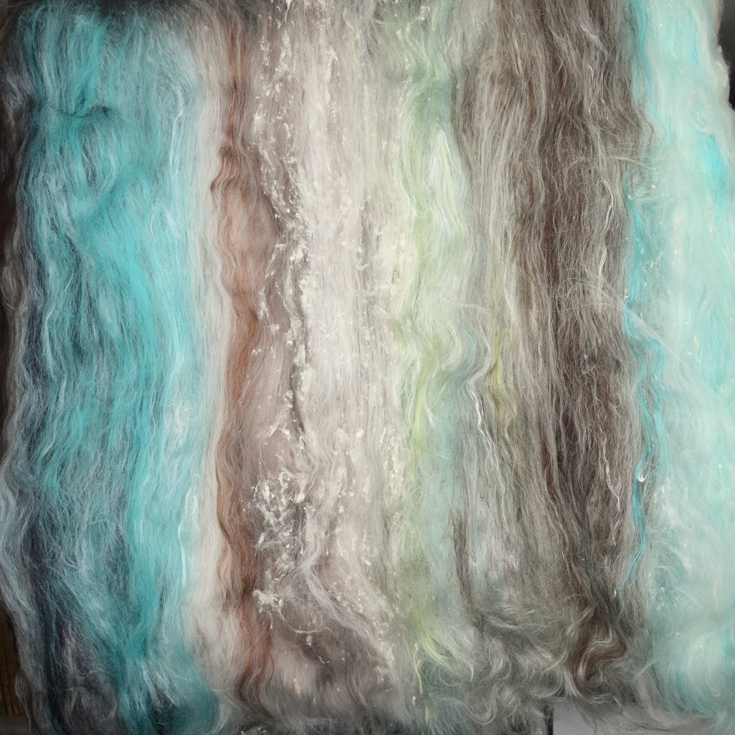 Wintermint Chocolate Chip Hand Carded Batt - Merino Bamboo Silk - 4 oz