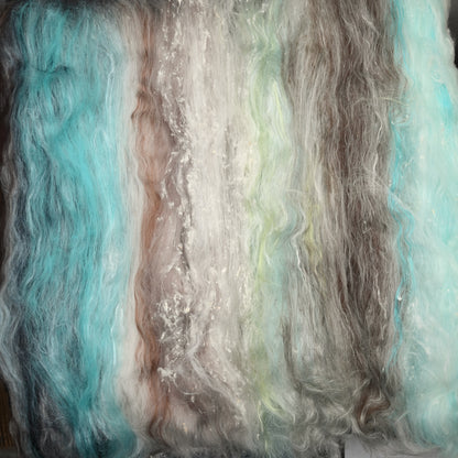 Wintermint Chocolate Chip Hand Carded Batt - Merino Bamboo Silk - 4 oz