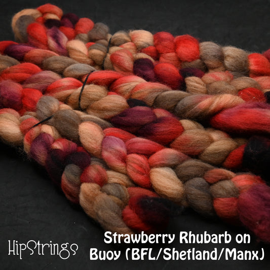 Strawberry Rhubarb - Hand Dyed Buoy (BFL/Shetland/Manx) Signature Blend - 4 oz