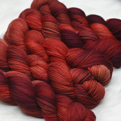 Strawberry Rhubarb on Hand Dyed Buoy (BFL/Shetland/Manx Wool) DK yarn - 100 g