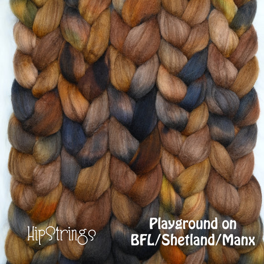 Playground on Hand Dyed Buoy (BFL/Shetland/Manx Wool) Signature Blend Combed Top - 4 oz