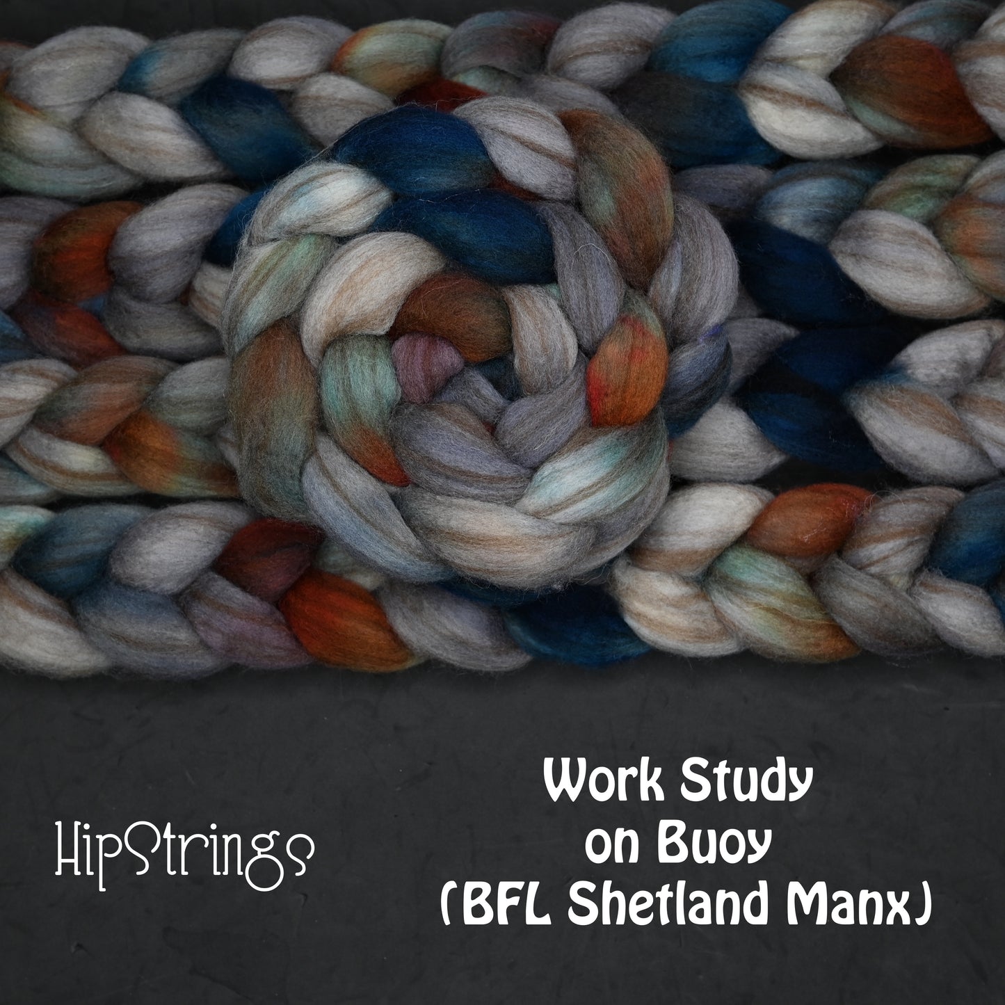 Work Study on Hand Dyed Buoy (BFL/Shetland/Manx Wool) Signature Blend Combed Top - 4 oz